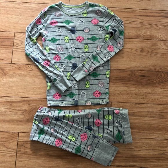 Gap Kids Star Wars Pajamas Girls 12 Colorful Neon Striped R2D2 Storm Trooper EUC - Picture 2 of 4